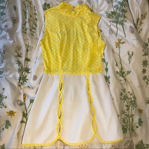 Vintage 1960s adorable yellow polka dress